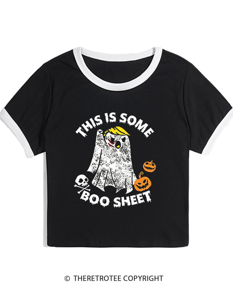 TheRetroTee This Is Some Boo Sheet 1990s Women's Ringer T-Shirt