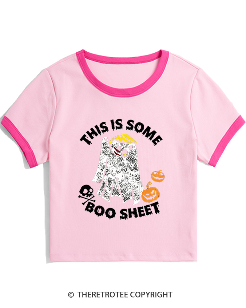 TheRetroTee This Is Some Boo Sheet 1990s Women's Ringer T-Shirt