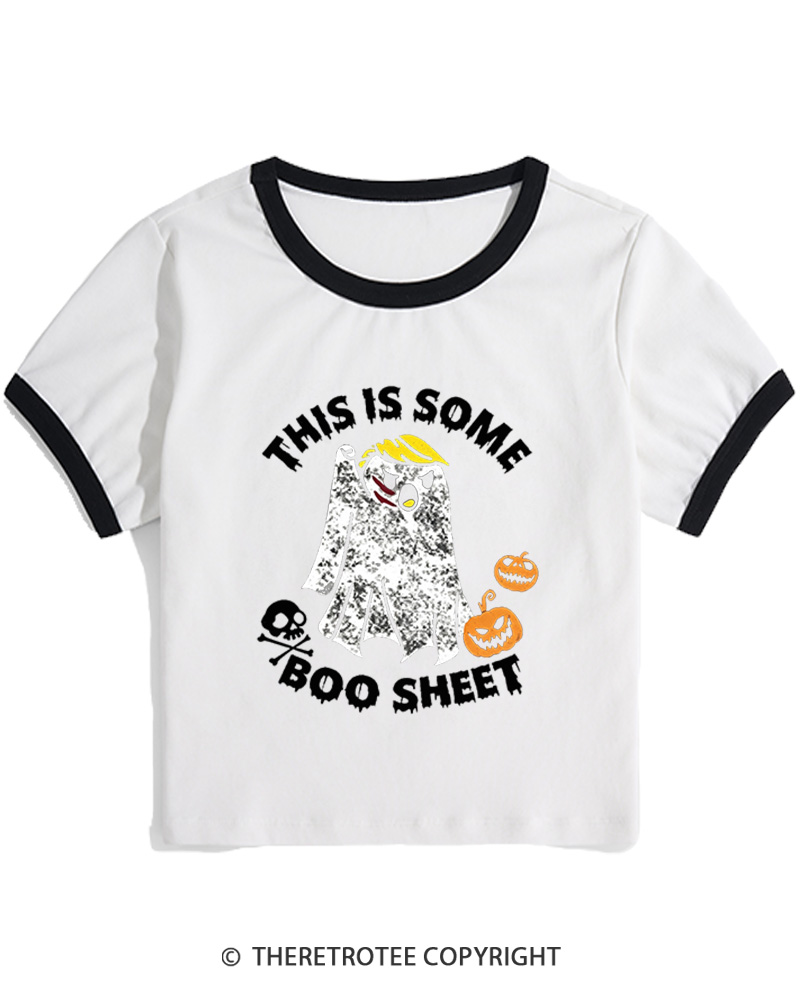 TheRetroTee This Is Some Boo Sheet 1990s Women's Ringer T-Shirt