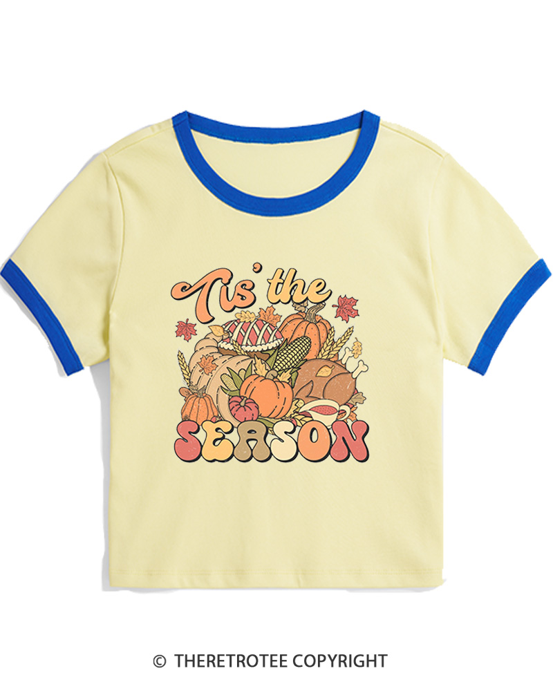 TheRetroTee Tis The Season 1970s Women's Ringer T-Shirt
