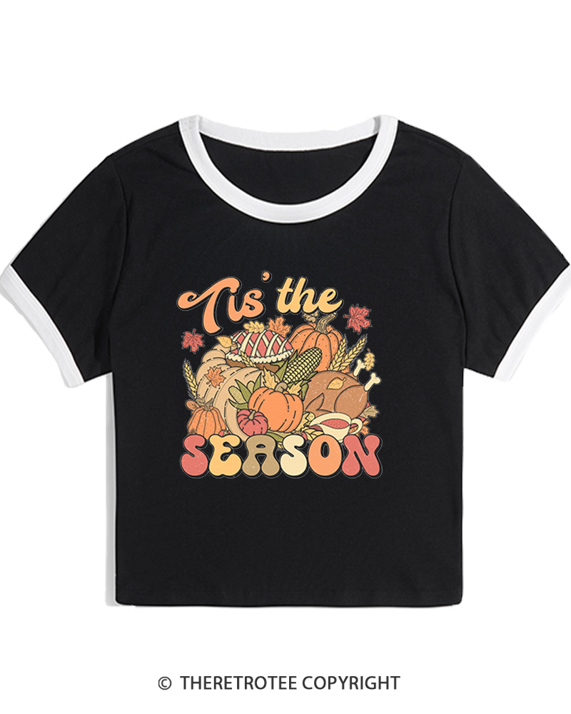 TheRetroTee Tis The Season 1970s Women's Ringer T-Shirt