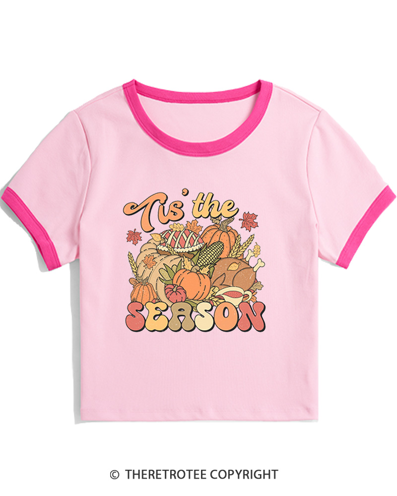 TheRetroTee Tis The Season 1970s Women's Ringer T-Shirt