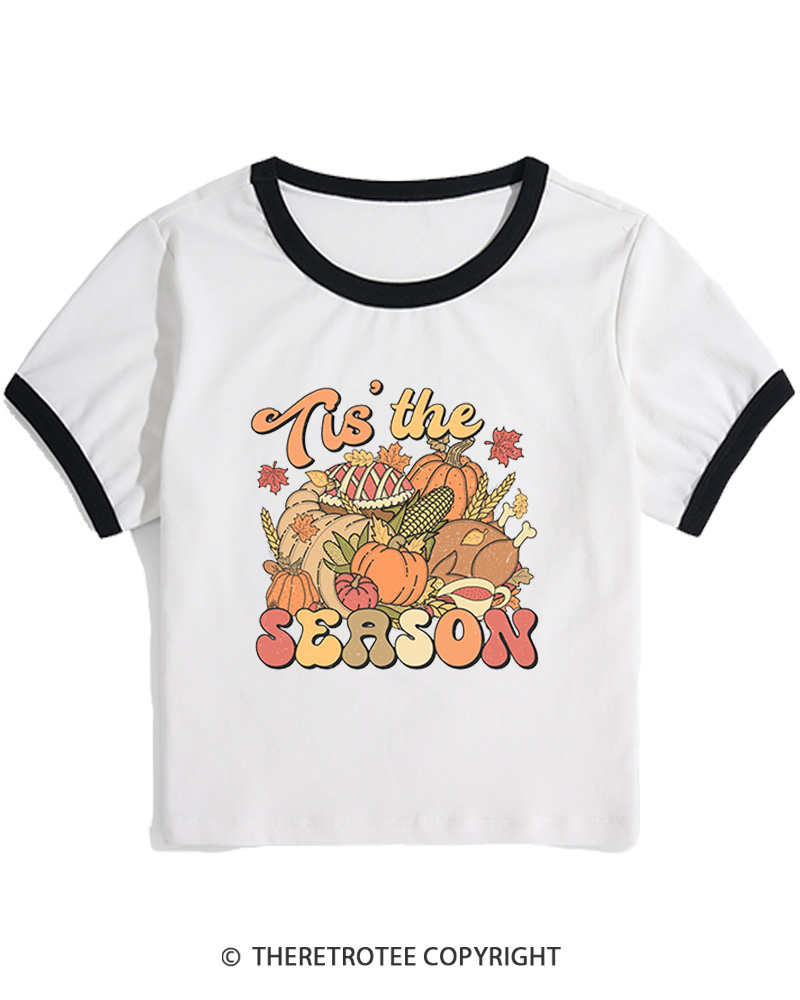 TheRetroTee Tis The Season 1970s Women's Ringer T-Shirt