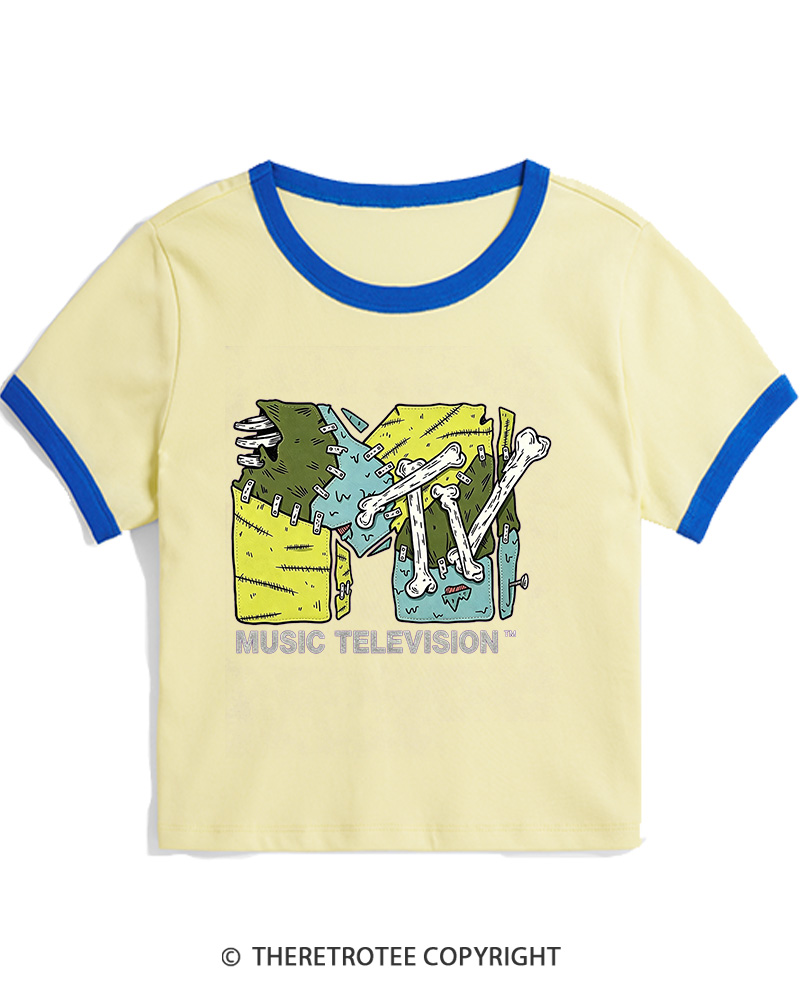 TheRetroTee Music Nostalgia 1990s Women Ringer T-shirt