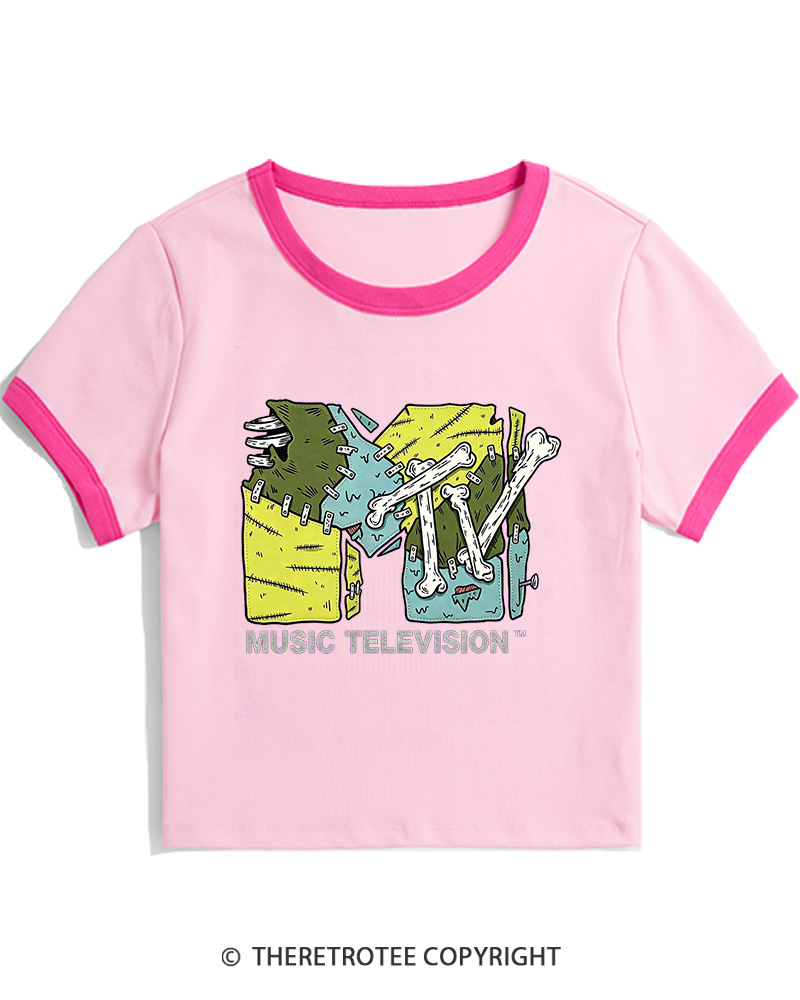 TheRetroTee Music Nostalgia 1990s Women Ringer T-shirt