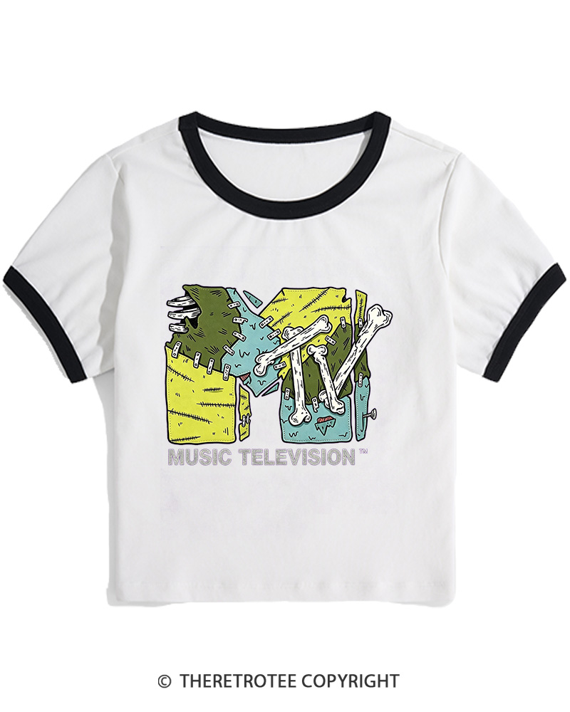 TheRetroTee Music Nostalgia 1990s Women Ringer T-shirt