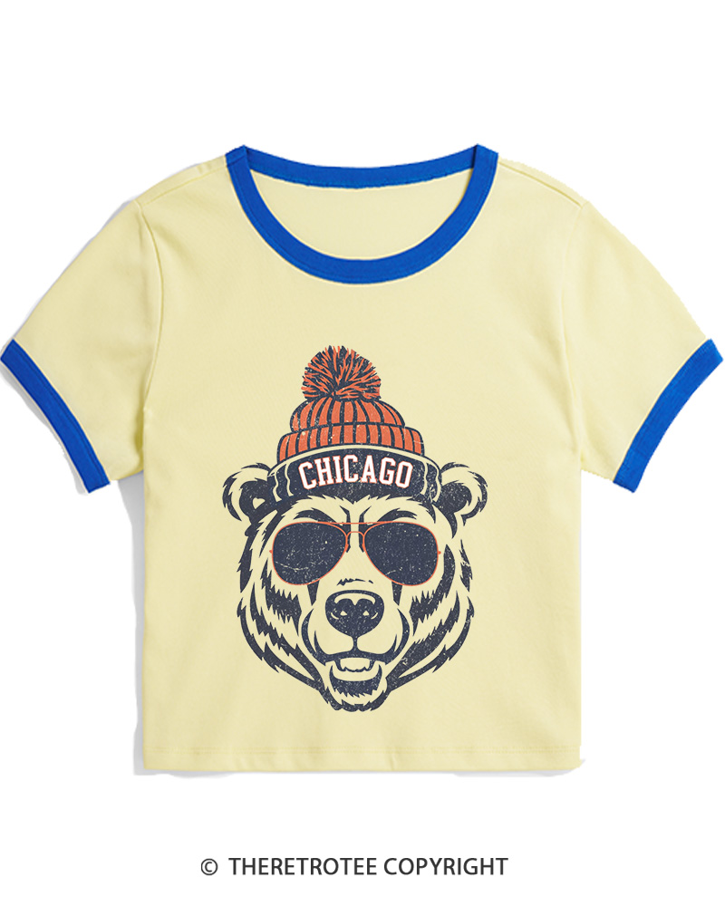 TheRetroTee Trendy Chicago Football Fan Women's Ringer T-shirt