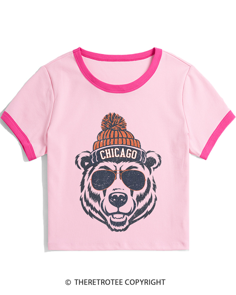 TheRetroTee Trendy Chicago Football Fan Women's Ringer T-shirt