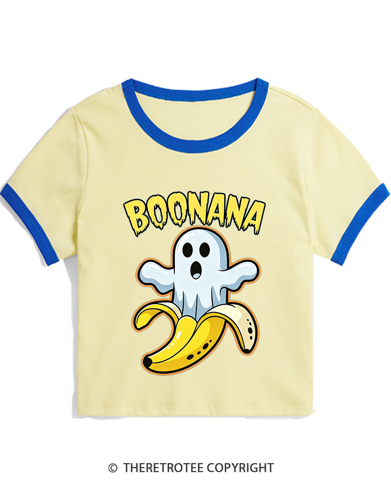 TheRetroTee Boonana 1980s Women Ringer T-shirt