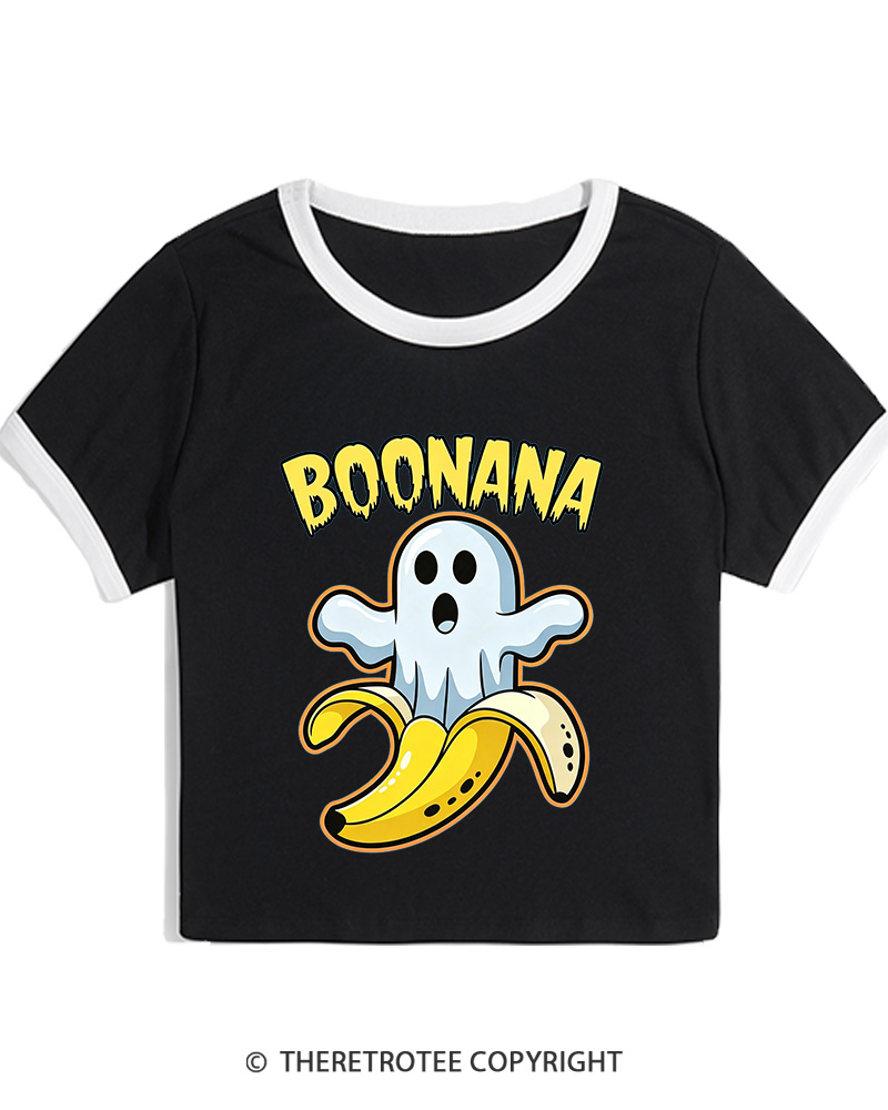 TheRetroTee Boonana 1980s Women Ringer T-shirt