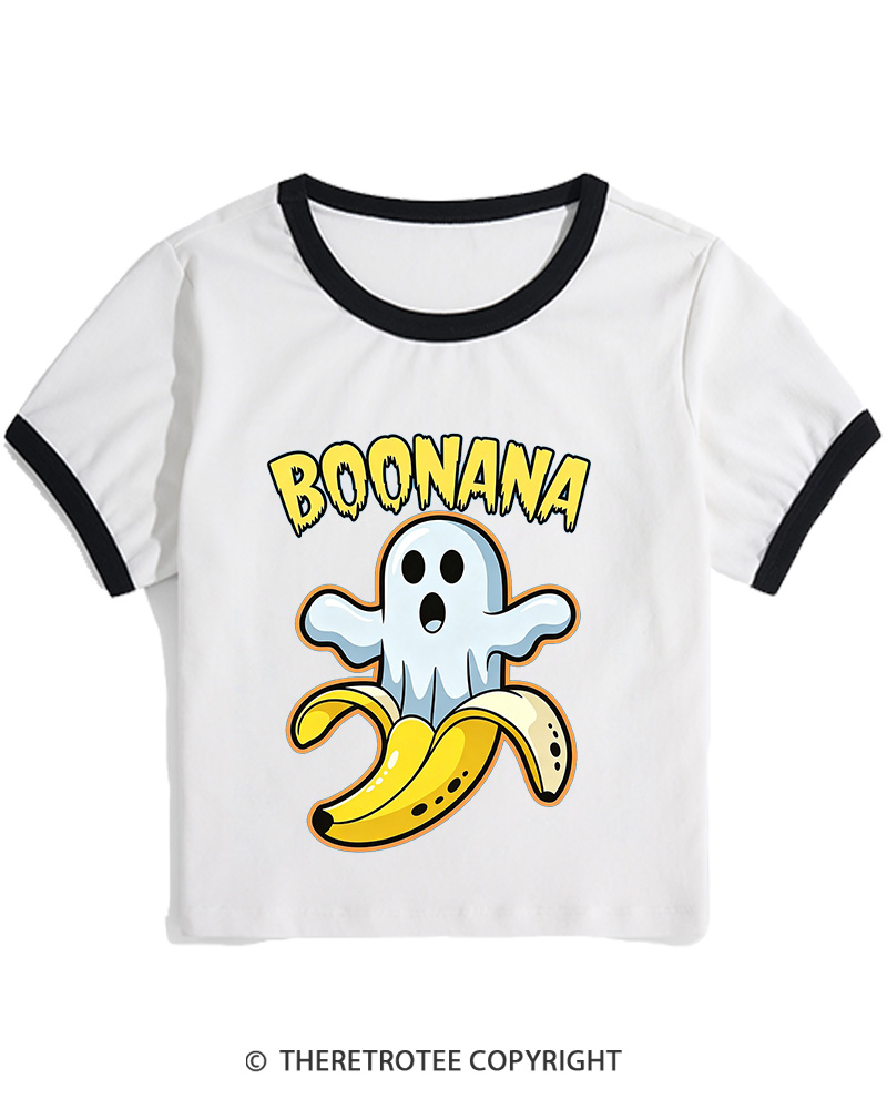 TheRetroTee Boonana 1980s Women Ringer T-shirt