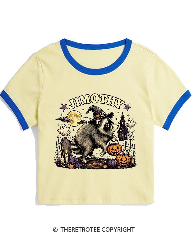 TheRetroTee Jimothy Seattle Raccoon 1980s Women Ringer T-shirt
