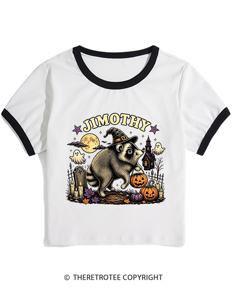 TheRetroTee Jimothy Seattle Raccoon 1980s Women Ringer T-shirt