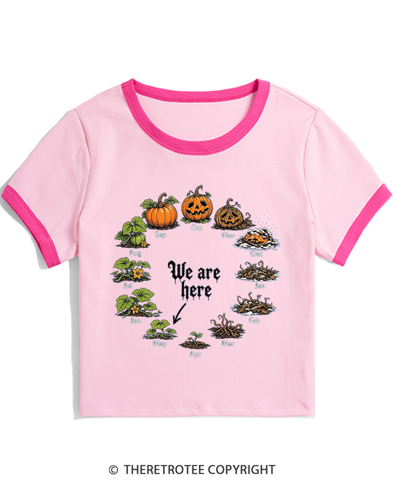 TheRetroTee Pumpkin Life Cycle 1980s Women Ringer T-shirt