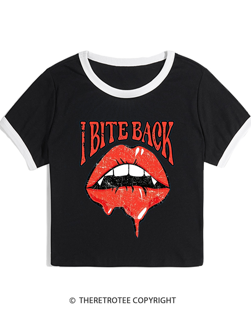 TheRetroTee I Bite Back 1990s Women's Ringer T-Shirt