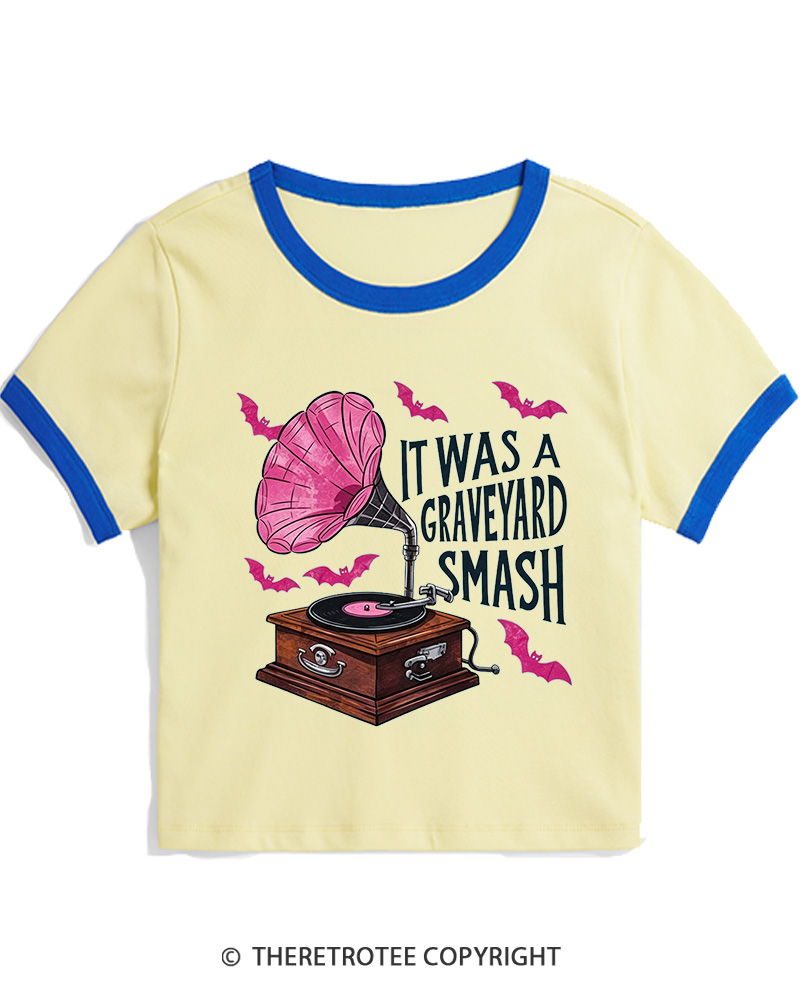 TheRetroTee It Was A Graveyard Smash 1980s Women's Ringer T-Shirt