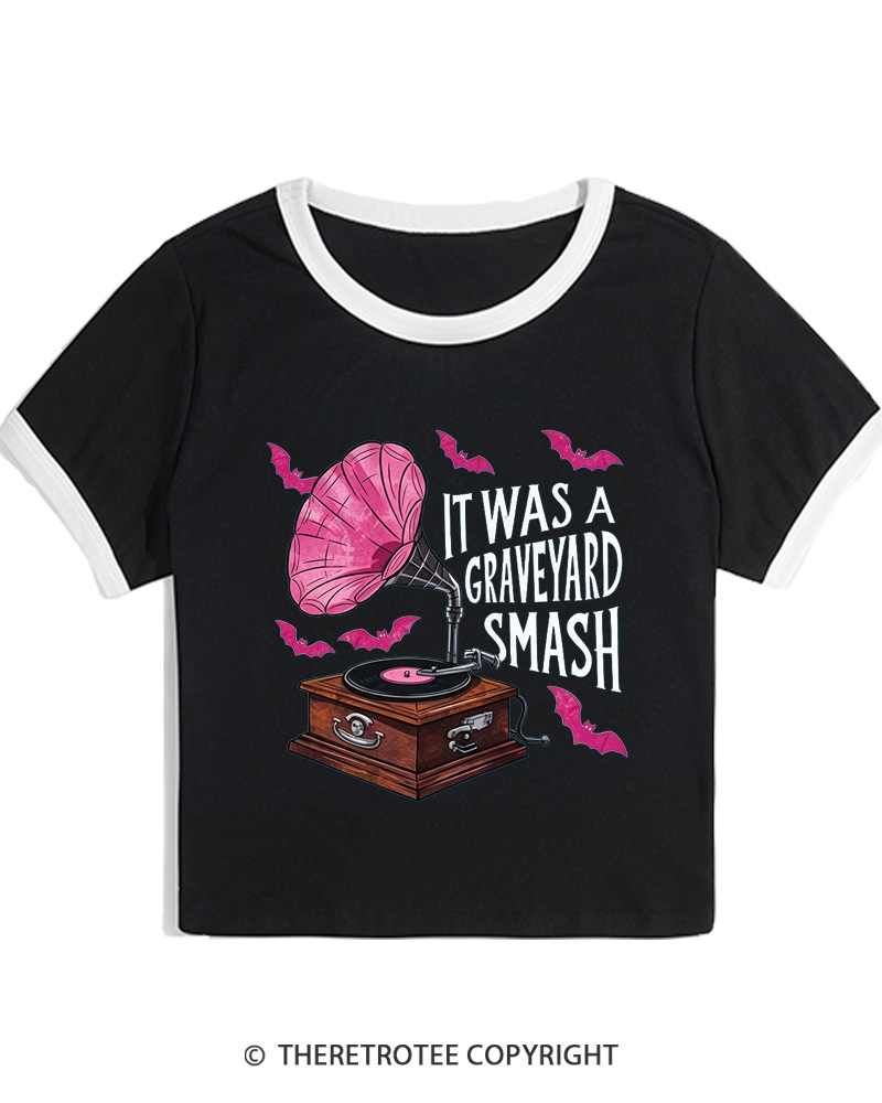 TheRetroTee It Was A Graveyard Smash 1980s Women's Ringer T-Shirt