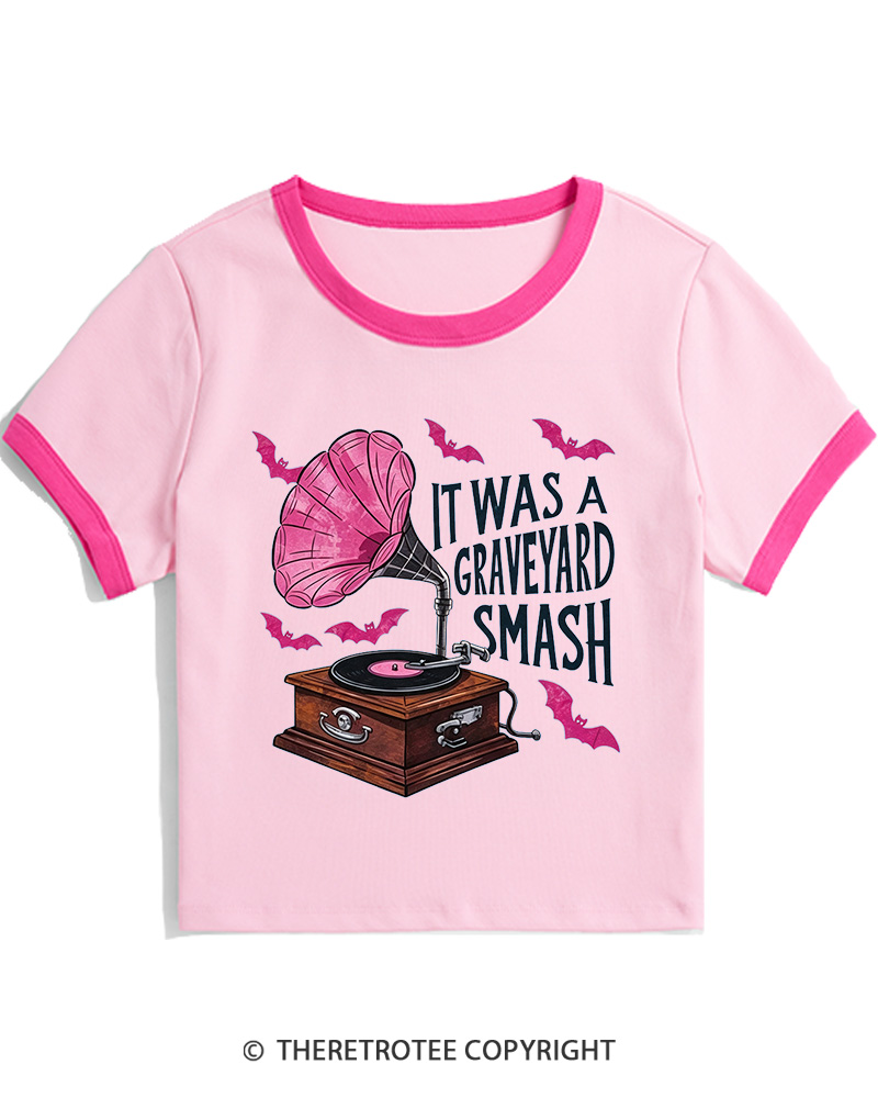 TheRetroTee It Was A Graveyard Smash 1980s Women's Ringer T-Shirt