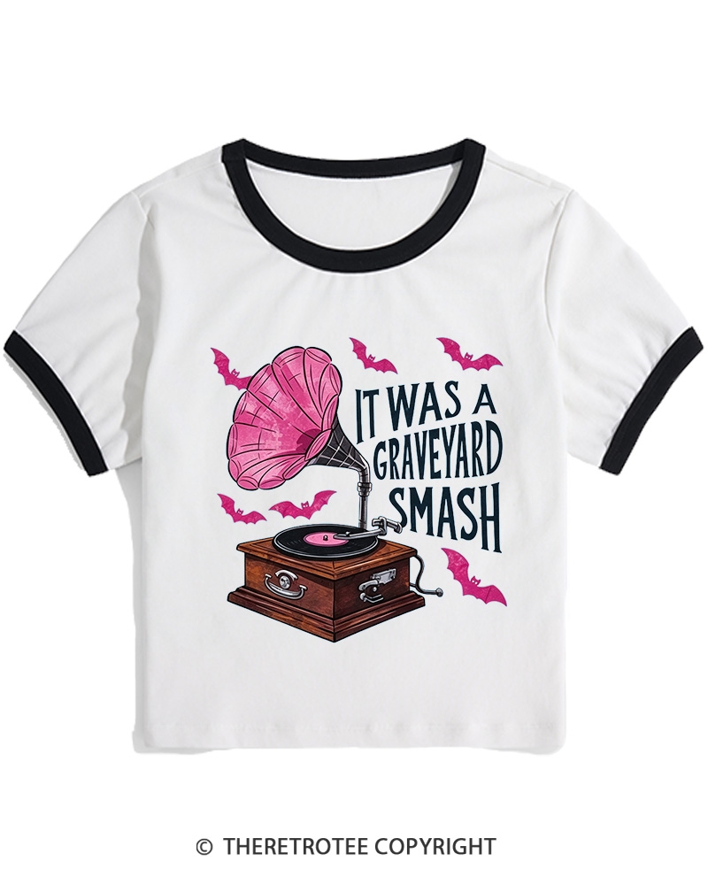TheRetroTee It Was A Graveyard Smash 1980s Women's Ringer T-Shirt