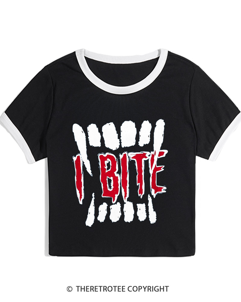 TheRetroTee I Bite 1990s Women's Ringer T-Shirt