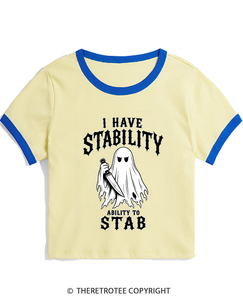 TheRetroTee I Have Stability 1990s Women's Ringer T-Shirt