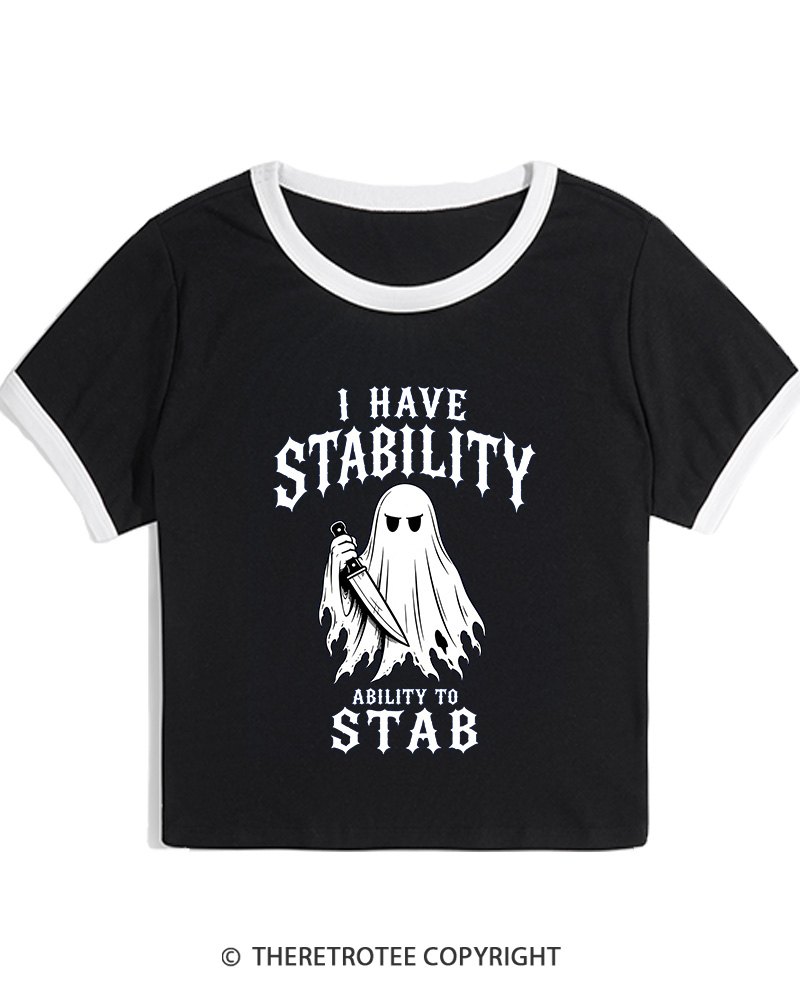 TheRetroTee I Have Stability 1990s Women's Ringer T-Shirt