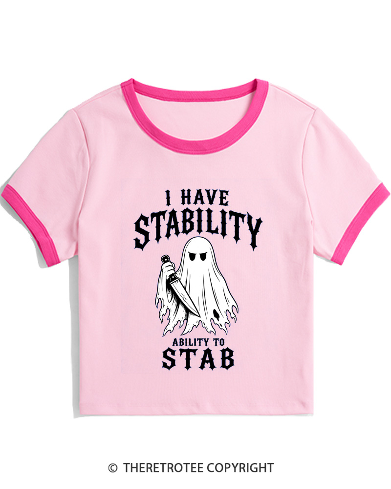 TheRetroTee I Have Stability 1990s Women's Ringer T-Shirt