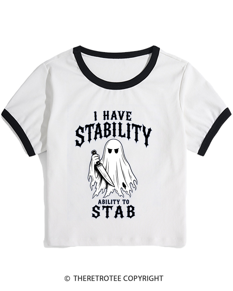 TheRetroTee I Have Stability 1990s Women's Ringer T-Shirt