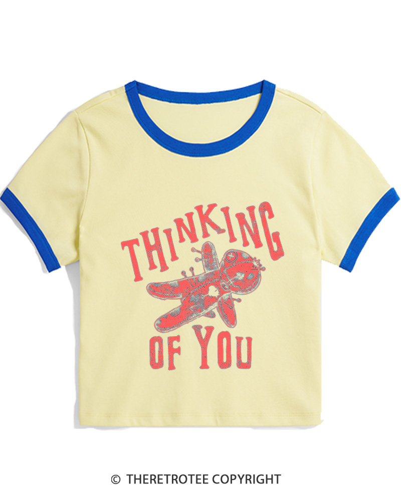 TheRetroTee Thinking Of You 1980s Women Ringer T-shirt