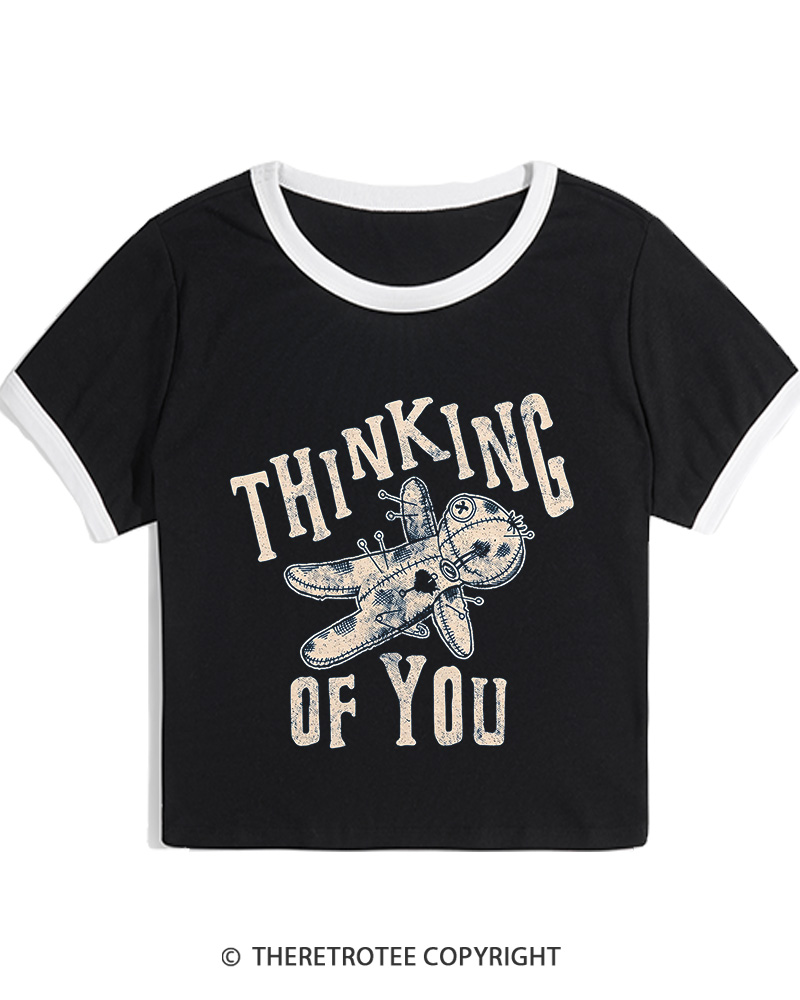 TheRetroTee Thinking Of You 1980s Women Ringer T-shirt