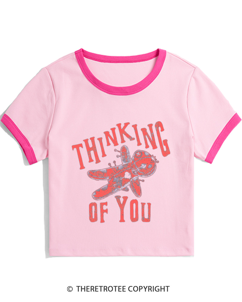 TheRetroTee Thinking Of You 1980s Women Ringer T-shirt