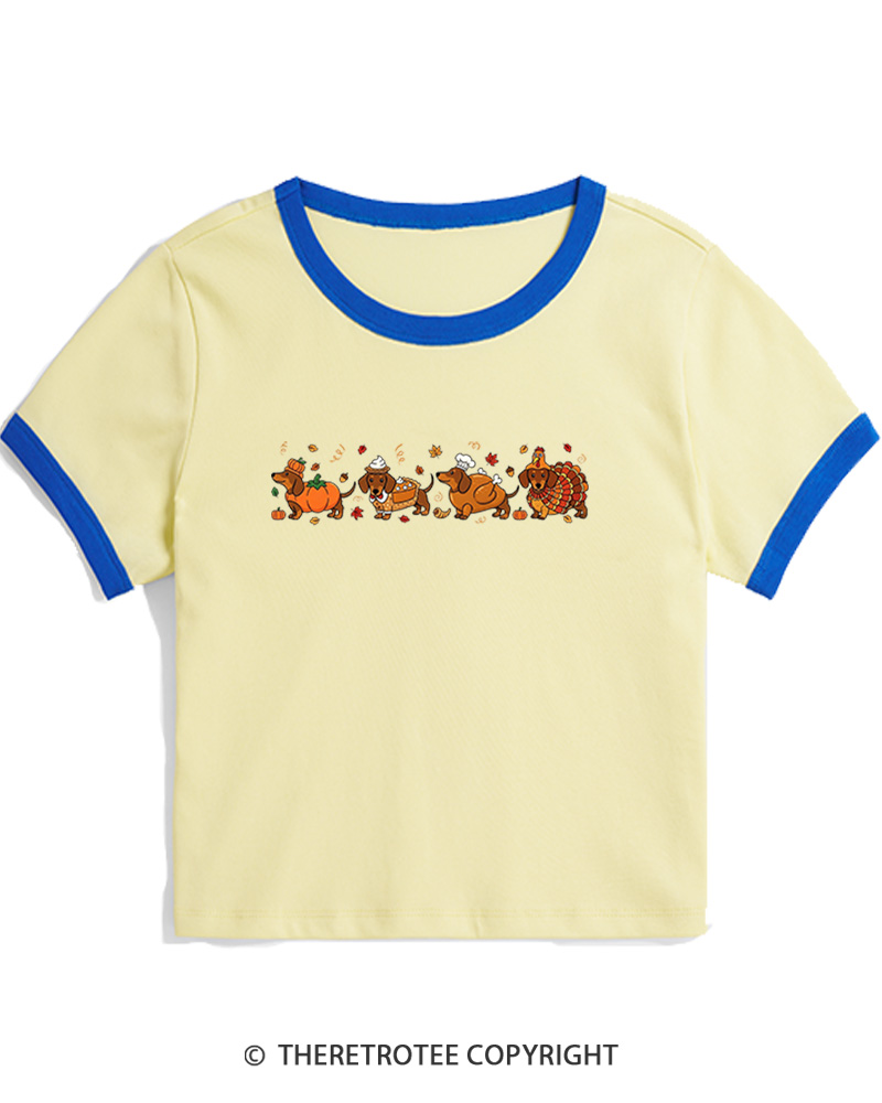 TheRetroTee Turkey Dog 1980s Women's Ringer T-Shirt