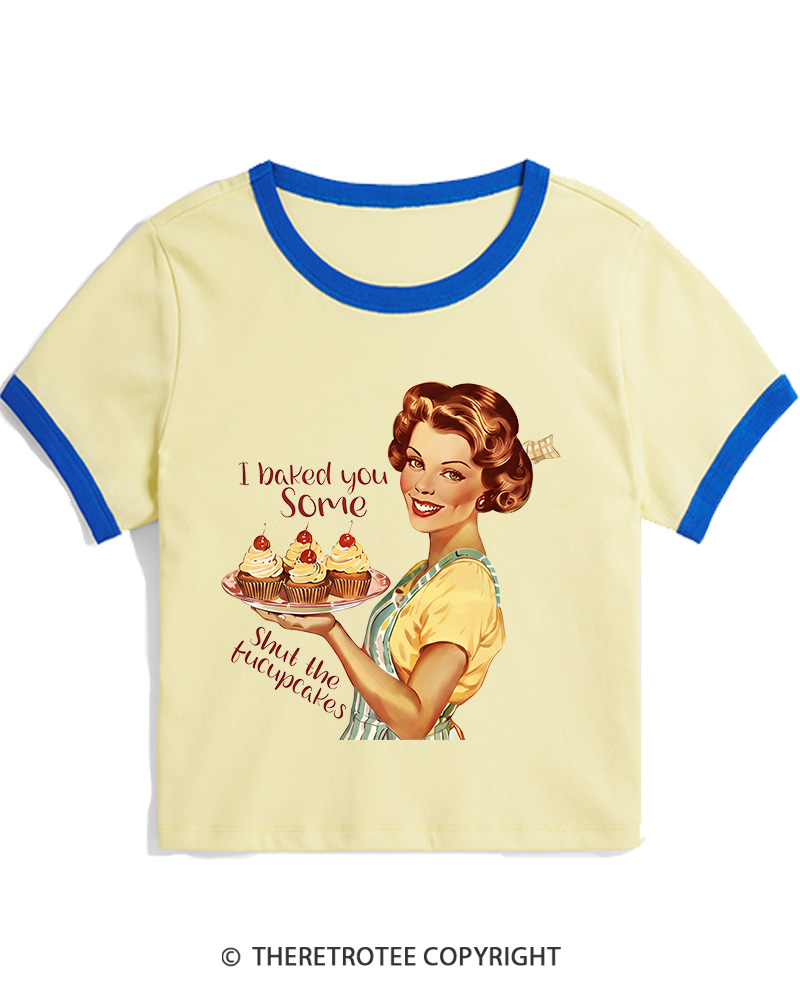TheRetroTee Retro Sarcastic Housewife Sticker Women's Ringer T-shirt