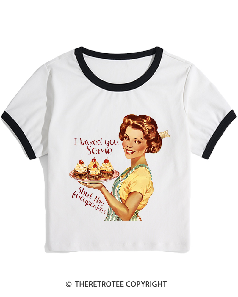 TheRetroTee Retro Sarcastic Housewife Sticker Women's Ringer T-shirt