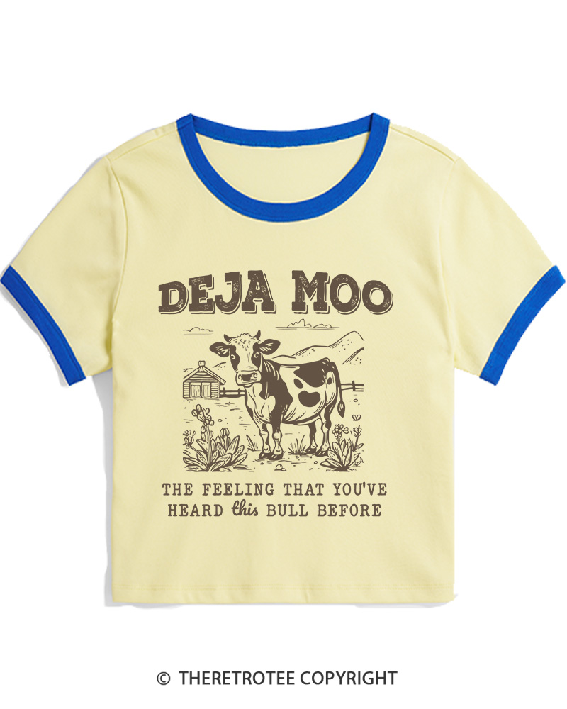 TheRetroTee Deja Moo 2000s Women's Ringer T-shirt