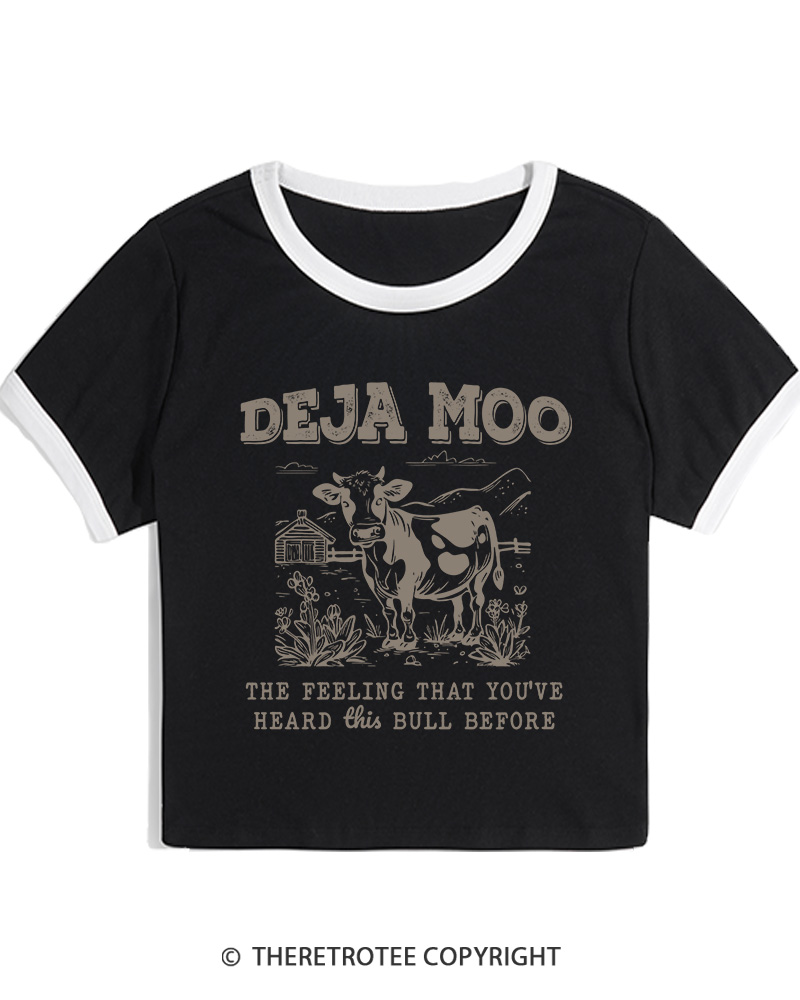 TheRetroTee Deja Moo 2000s Women's Ringer T-shirt