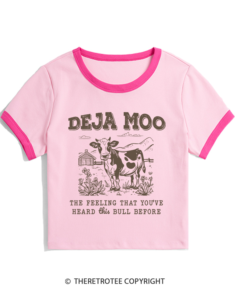 TheRetroTee Deja Moo 2000s Women's Ringer T-shirt