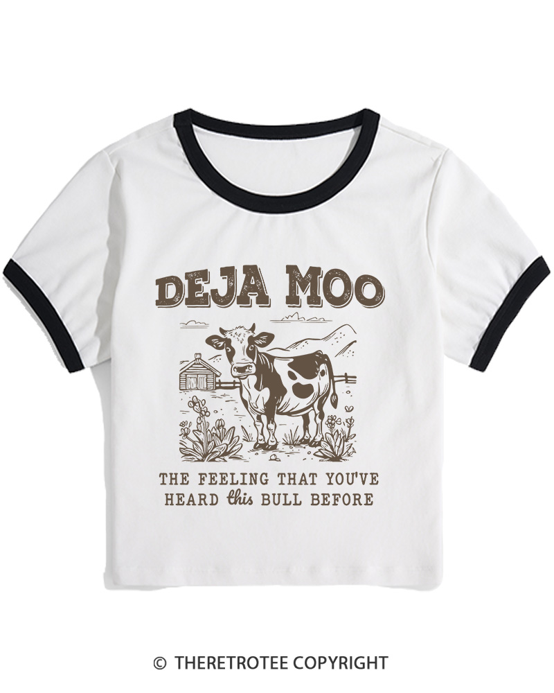 TheRetroTee Deja Moo 2000s Women's Ringer T-shirt
