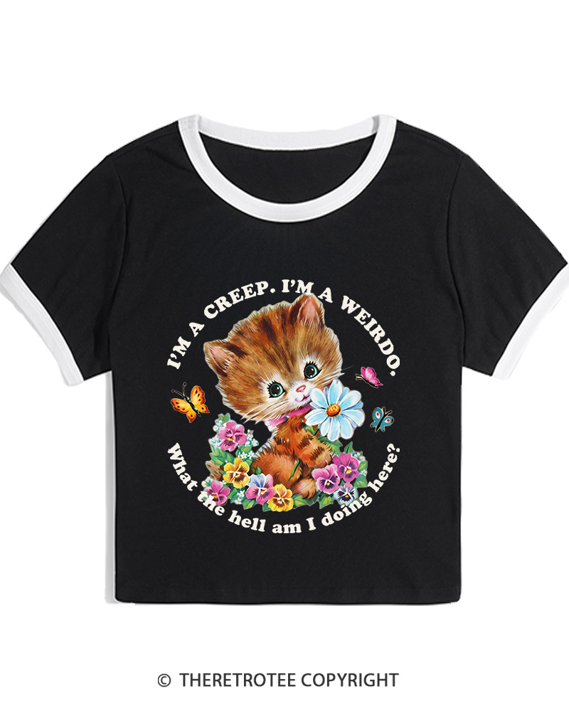 TheRetroTee I'm a Creep 1990s Women's Ringer T-shirt