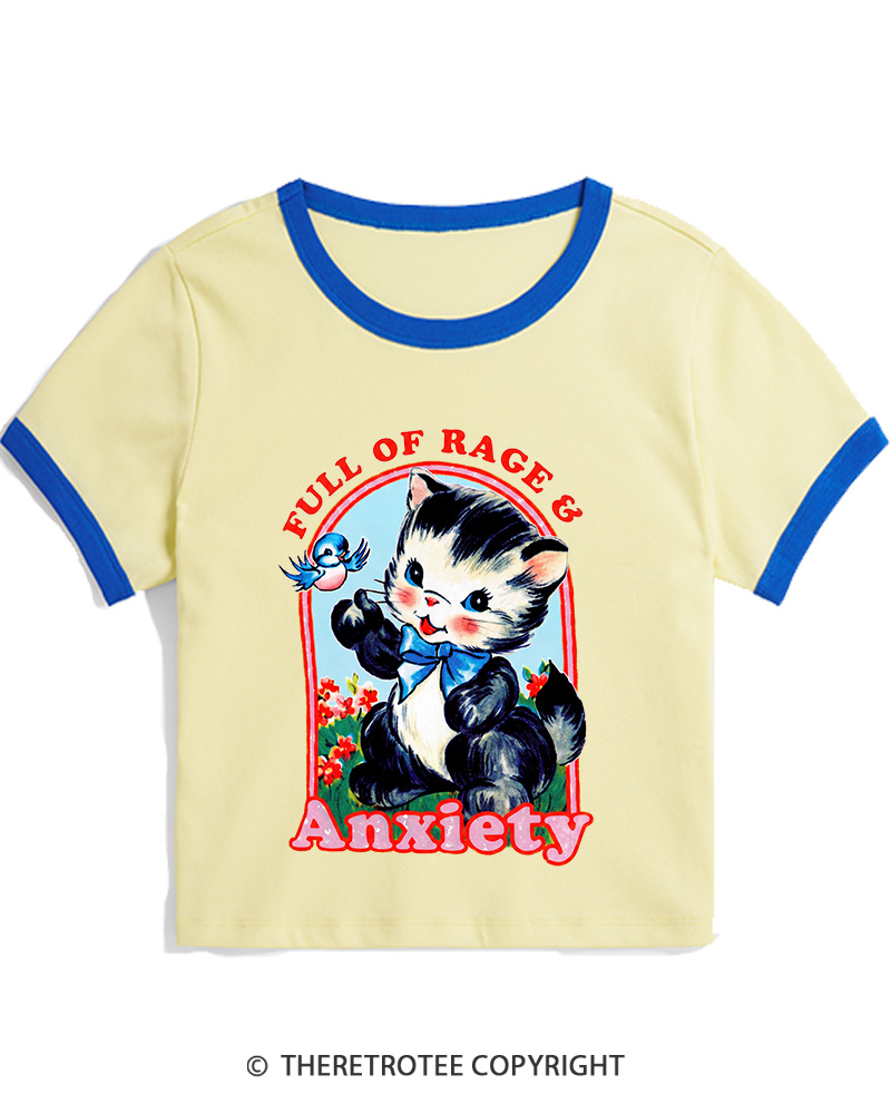 TheRetroTee Rage & Anxiety Humor 1970s Women's Ringer T-shirt
