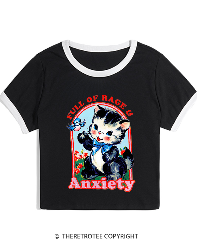 TheRetroTee Rage & Anxiety Humor 1970s Women's Ringer T-shirt