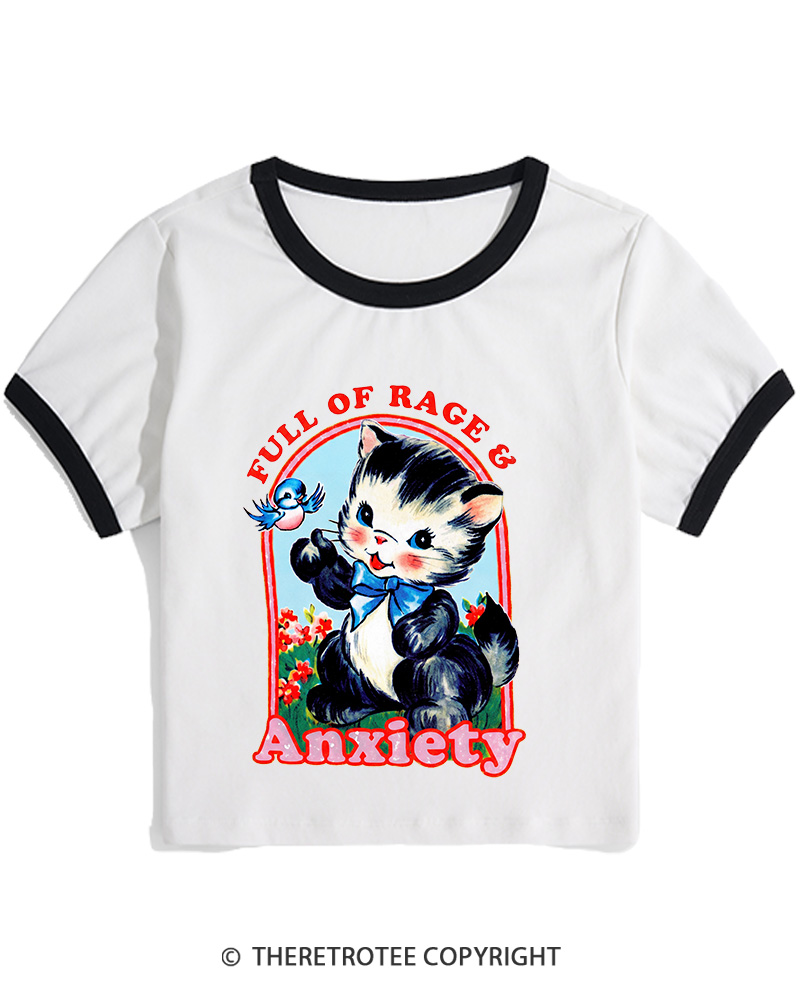 TheRetroTee Rage & Anxiety Humor 1970s Women's Ringer T-shirt