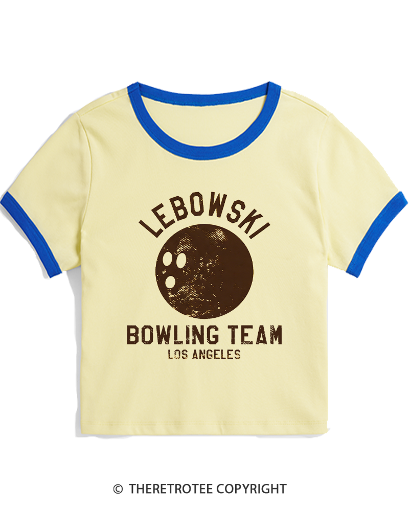 TheRetroTee Lebowski Bowling Team Los Angeles 1980s Women's Ringer T-shirt
