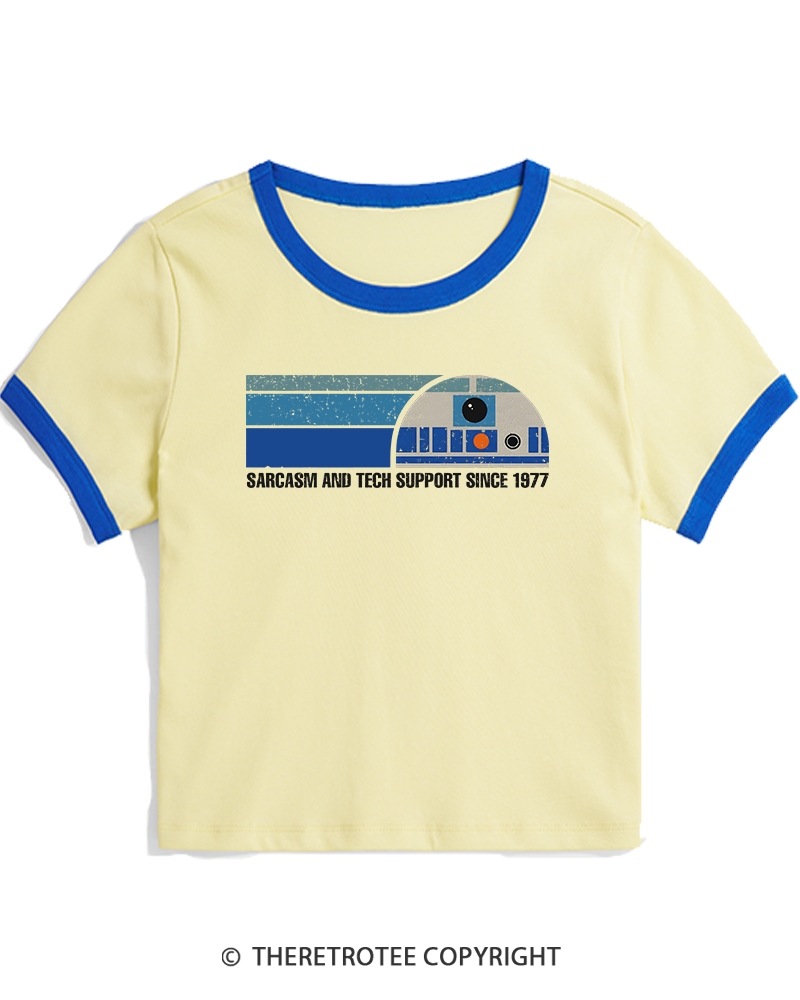 TheRetroTee Sarcasm And Tech Support 1970s Women's Ringer T-shirt