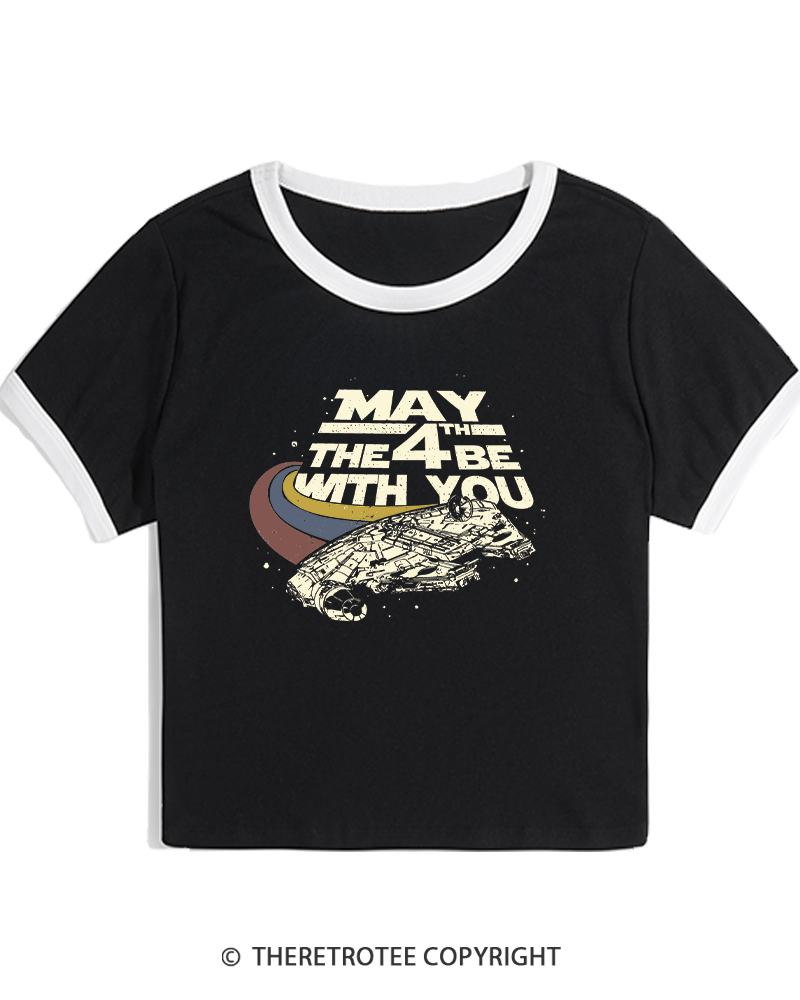 TheRetroTee Science Fiction Graphic 1980s Women's Ringer T-shirt