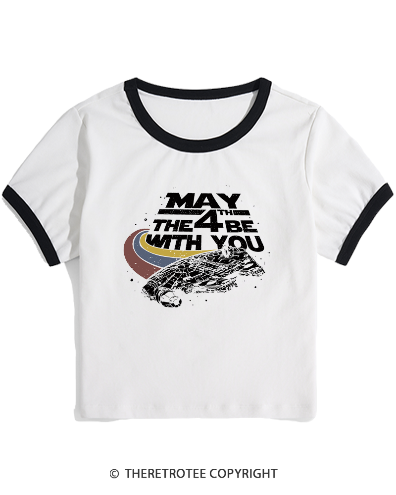 TheRetroTee Science Fiction Graphic 1980s Women's Ringer T-shirt