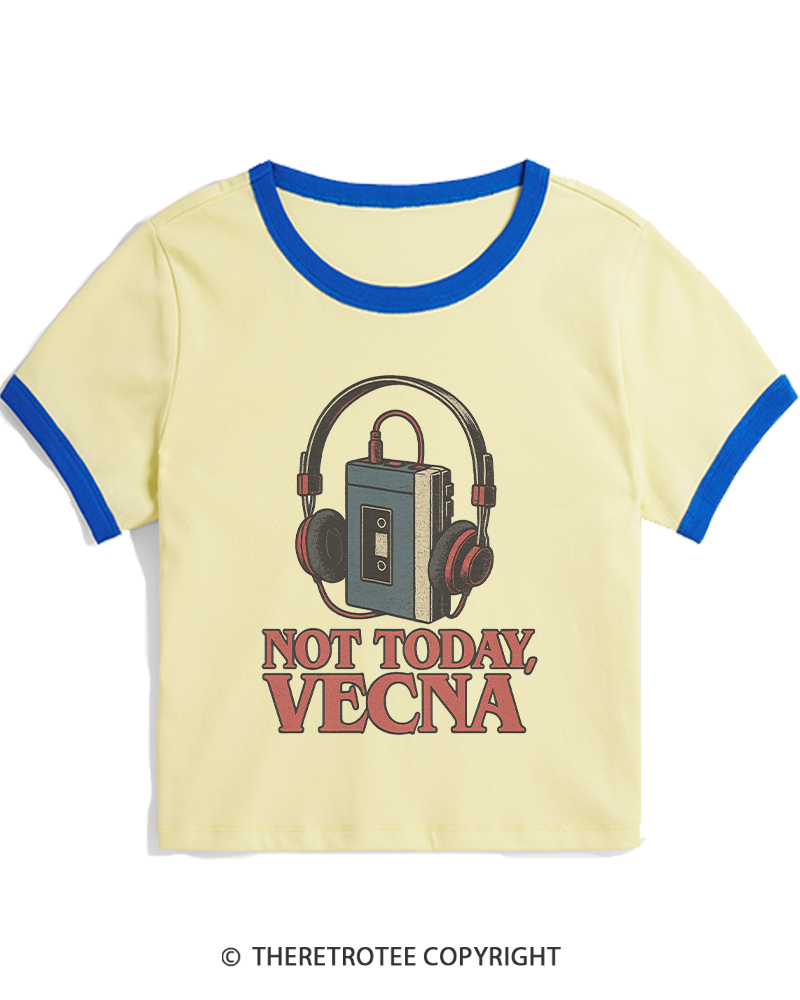 TheRetroTee Not Today Retro Cassette Tape 1980s Women's Ringer T-shirt
