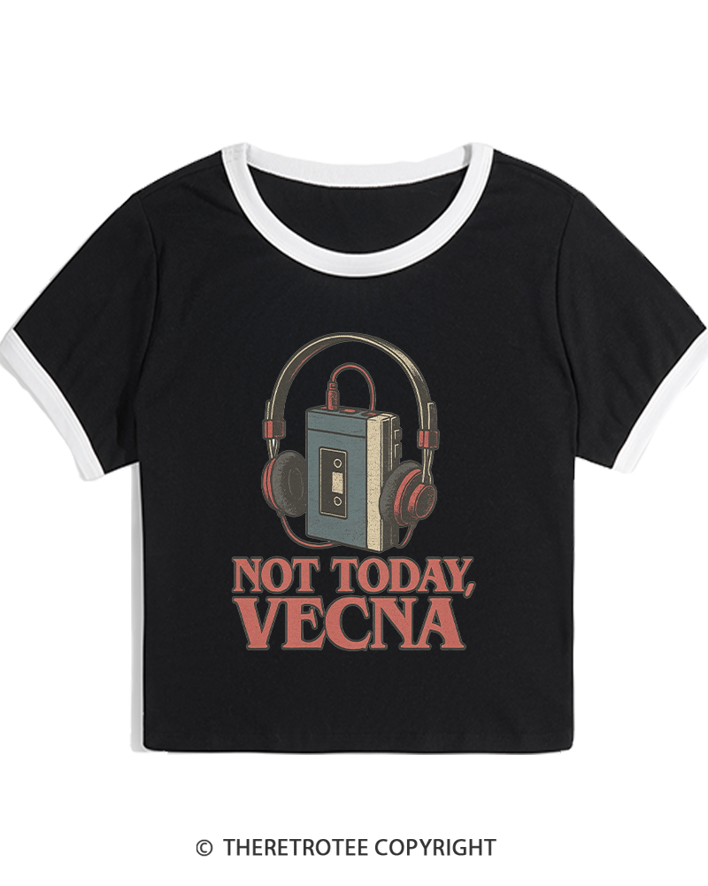 TheRetroTee Not Today Retro Cassette Tape 1980s Women's Ringer T-shirt