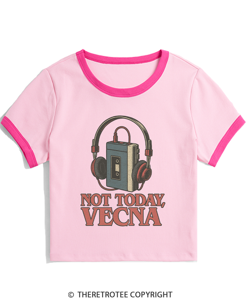 TheRetroTee Not Today Retro Cassette Tape 1980s Women's Ringer T-shirt