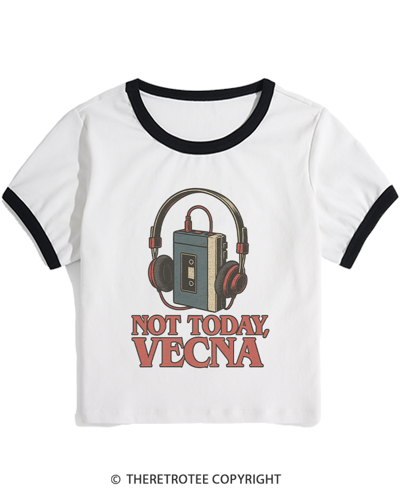 TheRetroTee Not Today Retro Cassette Tape 1980s Women's Ringer T-shirt